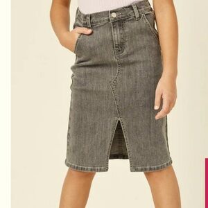 NWT Originality Big Girls 7-16 Front Slit Denim
Midi Skirt black wash